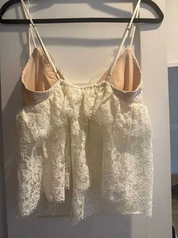 Lovers + Friends Ivory Lace Tiered Top and Skirt - Image 5
