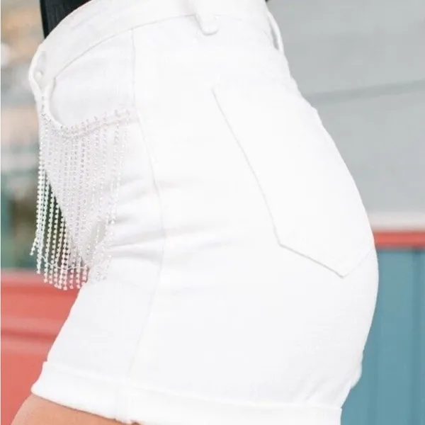 Cloud Ten She’s Stealing Our Hearts White Girls Trip Rhinestone‎ Shorts Sz S - Image 4