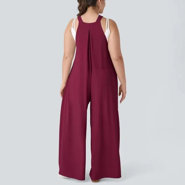 Halara Wide Leg Overalls Jumpsuit Women Small Burgundy Pockets Boxy Relaxed Fit - Image 2