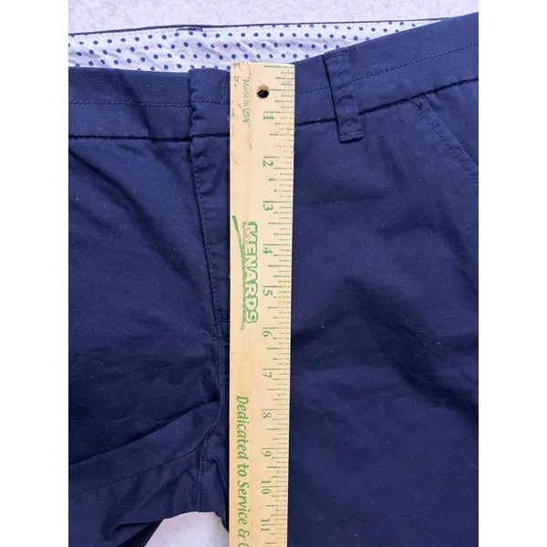 JCP Bermuda Shorts Women 6 Navy Blue Chino Polka Dot Waistband Casual - Image 5