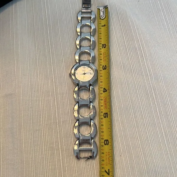 New York and Company Silver Tone Linked Quartz Watch - Image 3