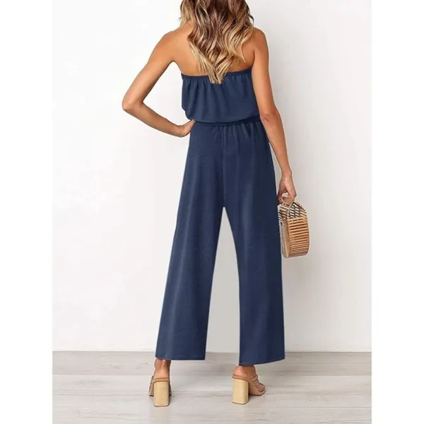 Zesica Strapless Jumpsuit Black Wide Leg Belted Romper Medium NWT - Image 3