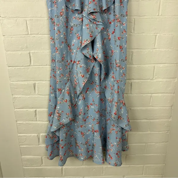 Lulus Radiant Rosa Light Blue Floral Print Ruffled Mini Dress Size M - Image 6