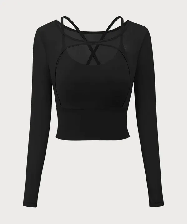 Berlook Black Cut Out Long Sleeve Top--Light Support - Image 5