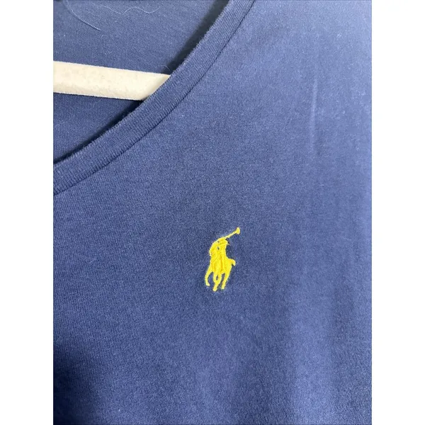 Polo Ralph Lauren Womens Top Large Navy Classic‎ Preppy V Neck Capsule T-Shirt - Image 3