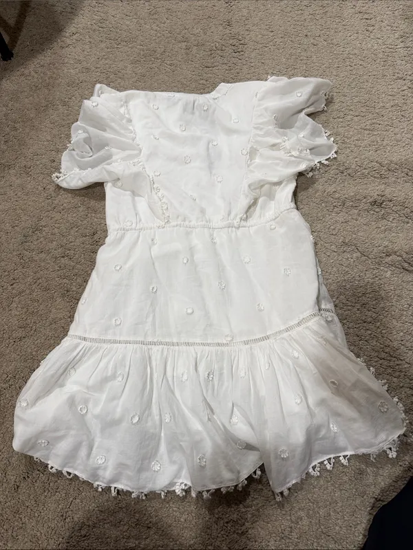 Farm Rio Anthropologie Off White 3D Flower Mini Dress size S EUC - Image 5