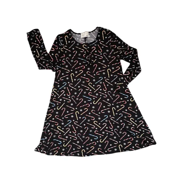 Allison Brittney Long Sleeve Womens Black Multi Christmas Print‎ Festive Holiday - Image 4