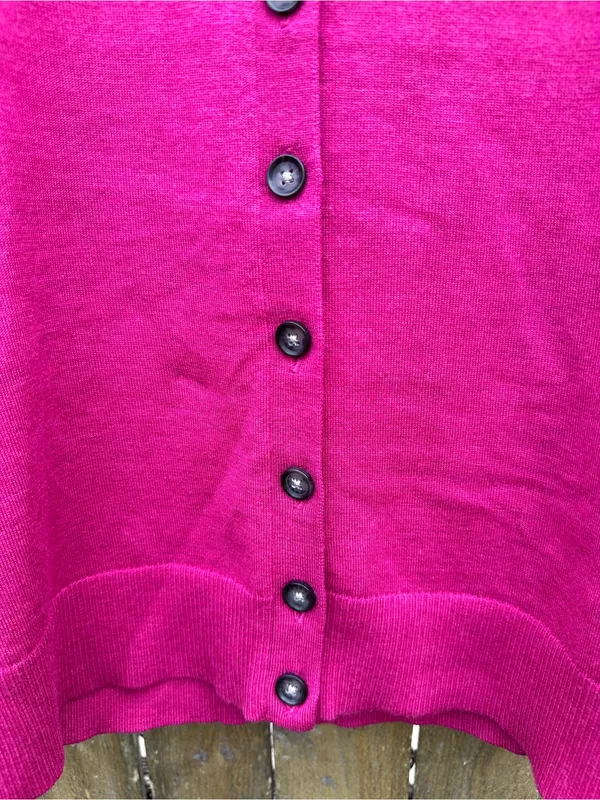 Banana Republic Merino Wool Blend Cranberry Crew Neck Button Cardigan Size Small - Image 2