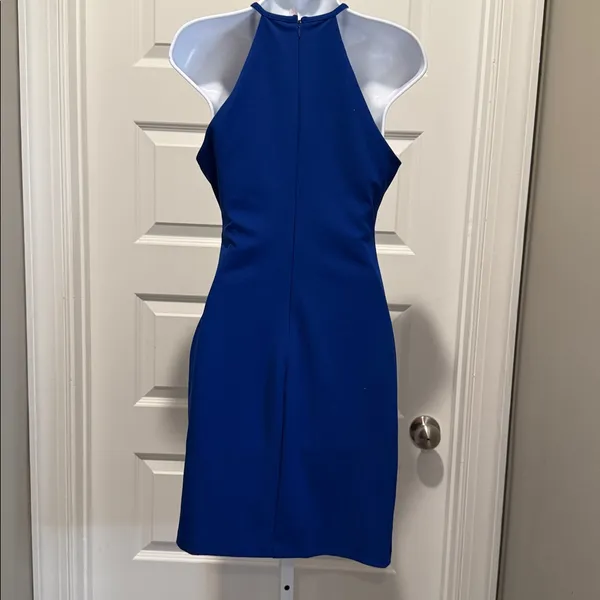 Guess NWT Size 4 Royal Blue Keyhole Halter Sheath Cocktail‎ Dress - Image 6