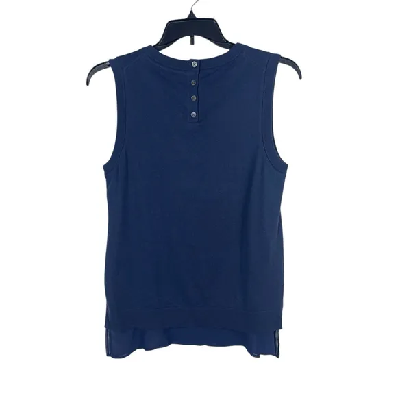 Banana Republic Women’s L Navy Sleeveless Top Knit Silk Blend Layered Hem NWT - Image 2