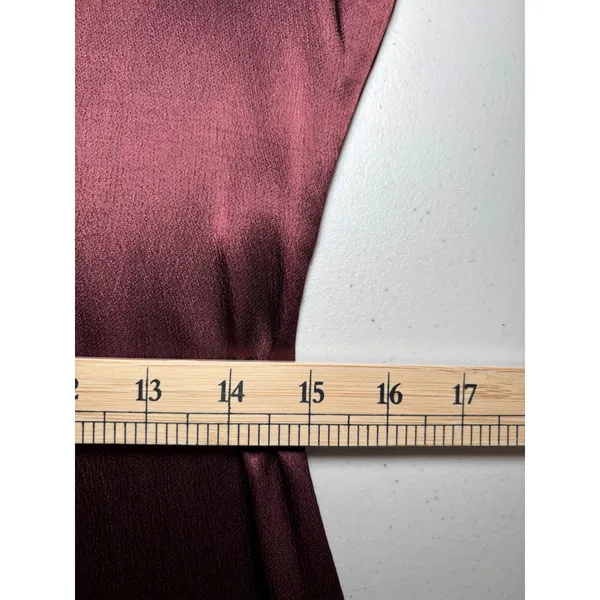Zara Brown Satin Mini Dress Size M‎ Long Sleeve Keyhole Back Chocolate Burgundy - Image 10