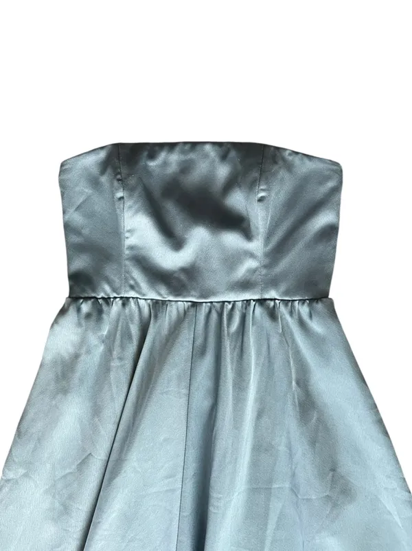 Anthropologie BHLDN Elsie Straight Neck Satin A-Line Gown Maxi Dress Dusty Blue - Image 4