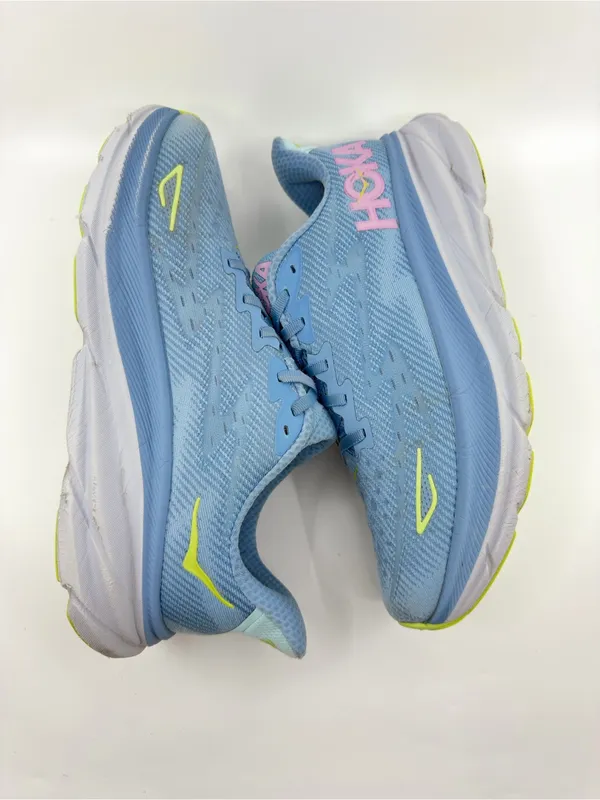 Hoka Clifton 9 Color Blue And Pink Colorway With Neon Green Accents SZ 9.5 - Image 8