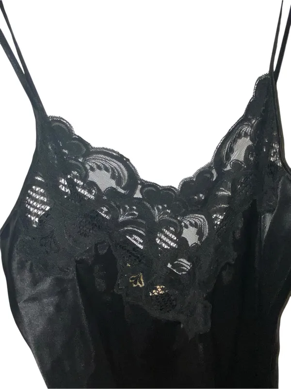 Vintage Victoria's Secret Gold label satin slip chemise lace mini nightgown - Image 7