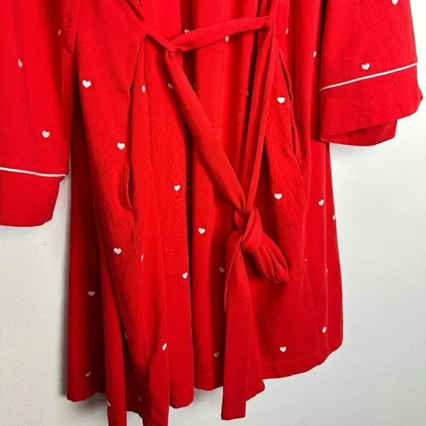 BEDHEAD Pajamas Heart Dot Stretch Organic Cotton Jersey Robe in Tiny Hearts L/XL - Image 11