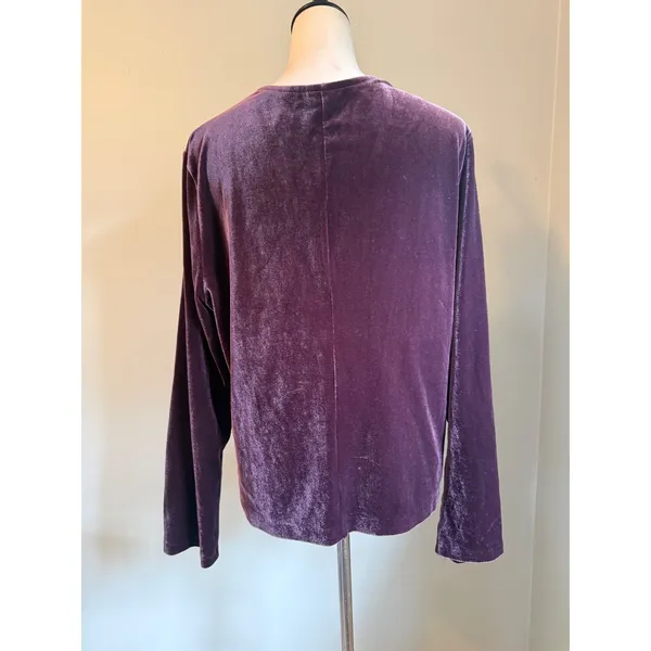 NY&Co XL Purple Velvet Cardigan Long Sleeve Top whimsigoth boho retro grunge y2k - Image 3