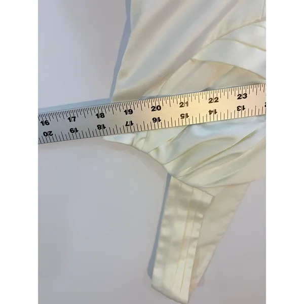 ModCloth Ivory Satin Sweetheart Fit Flare Mini‎ Dress Pockets Bridal Rehearsal L - Image 11
