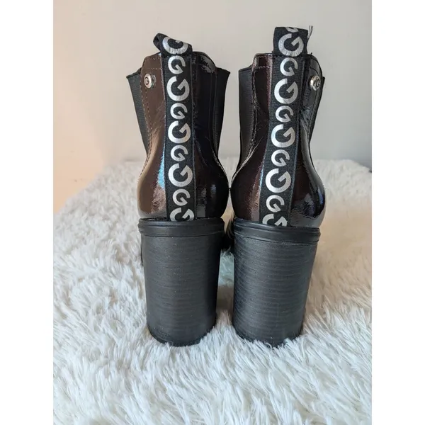 GBG by Guess Women's 6 Burgundy Glossy Platform Chunky Heel Combat Boot EUC - Image 7