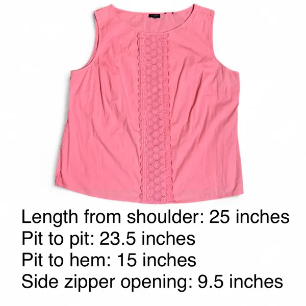 Talbots Woman Pink Eyelet Lace Front Sleeveless Shell - 20W - Image 7