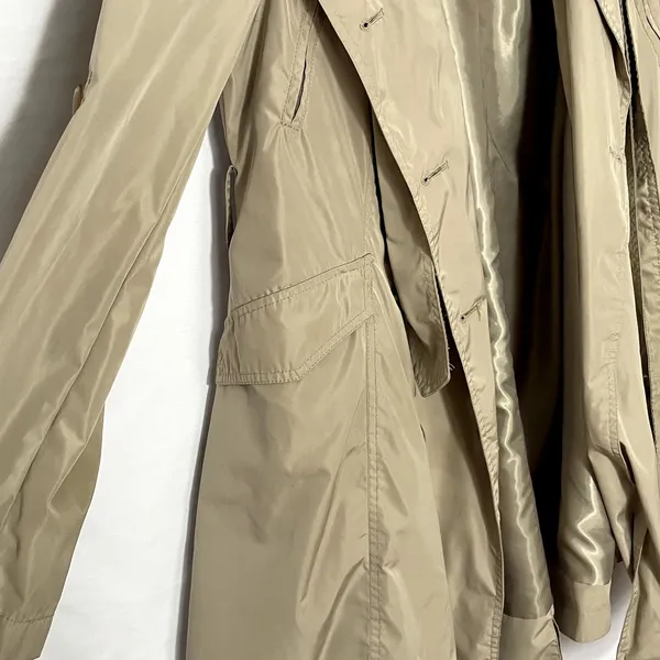 French Connection tan trench coat women's size S full length pockets small marks - Image 5