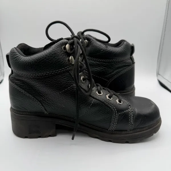 Harley-Davidson 84280 Black Leather Moto Lace Up Ankle Boots Women 8 - Image 5