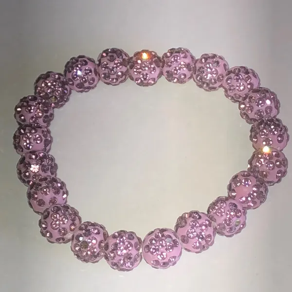Pinkish Purple Rhinestone Bead Stretch Bracelet Pink - Image 3