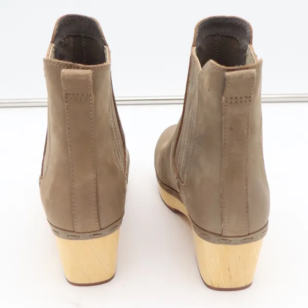 Frye and Co. Boots Womens 8.5 Odessa Chelsea Taupe Wood Heel Platform NEW - Image 4