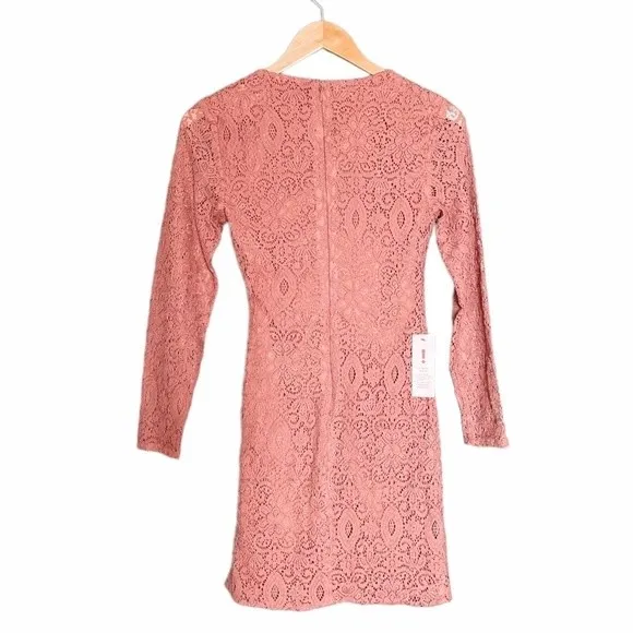 NWT Bardot Isla Dress Sz Small Copper Rose Lace Ruched Long Sleeve Mini Cocktail - Image 7