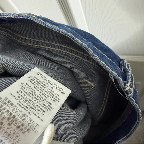 RE/DONE Loose Long‎ Jeans Blue Chunky Stitch Indigo High Rise Womens Size 30 - Image 11