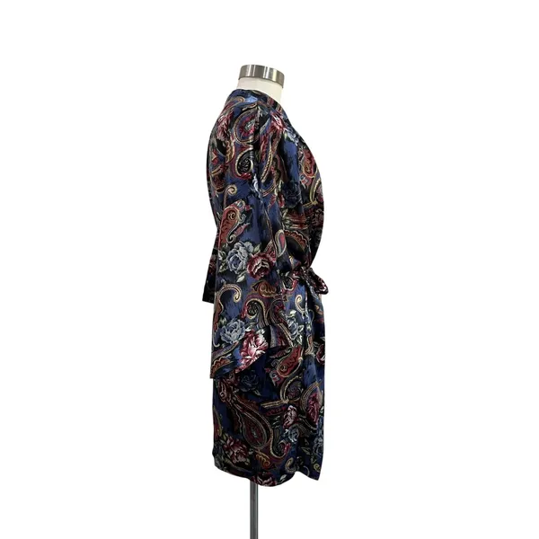 Source Unknown Vintage Satin Paisley Robe Nightgown Long Sleeve Lounge Wear‎ Size M - Image 2