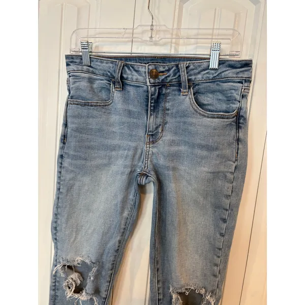 American Eagle‎ Super Stretch Distressed Jeggings Size 6 Short - Image 3