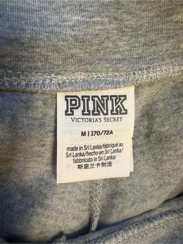 PINK Victoria's Secret Gray Leggings with Pink & Teal Lettering w/rhinestones! - Image 4