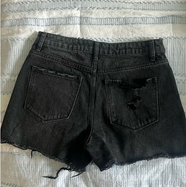 Vici High Rise Black Denim Shorts - Image 2
