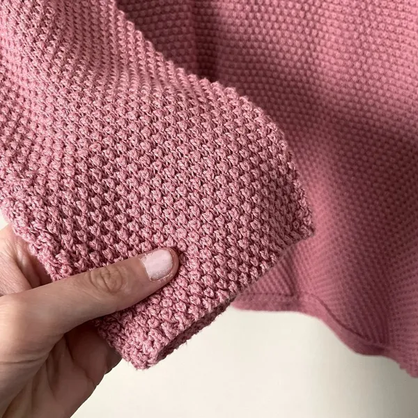 Pink waffle knit sweater buttons casual crewneck warm winter fall oversized - Image 4