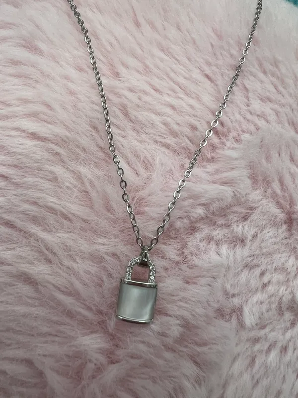 925 silver Plated Lock Chain Necklace - Image 5