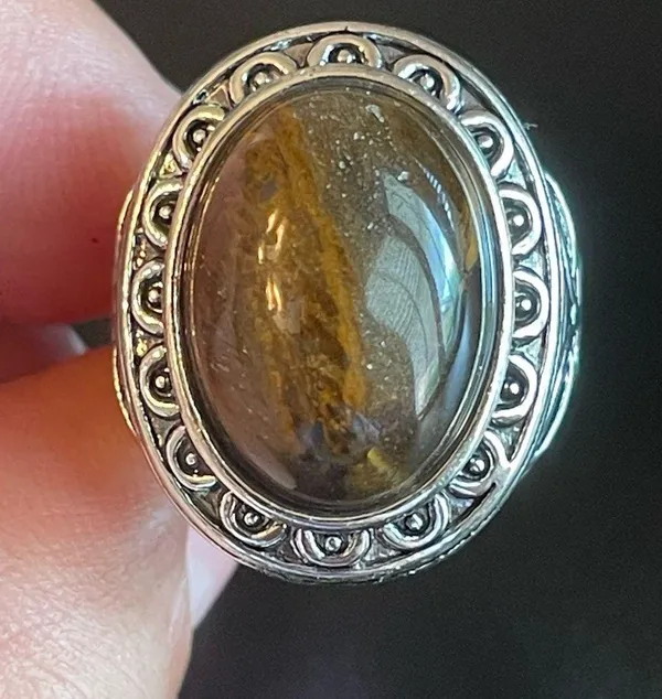 Tigers eye stone silver ring size 8.75 - Image 7