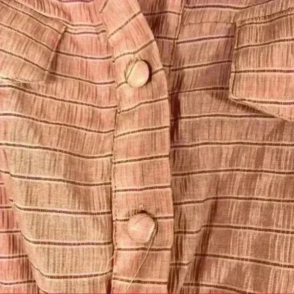 PRETTY LITTLE THING Women RomperSz 4 Small Button Up Brown Stripe Femine Chic - Image 4