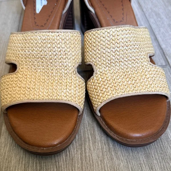 Zodiac IDA Woven‎ Raffia Block Heel Sandals Beige Ankle Strap SZ 8 - Image 4