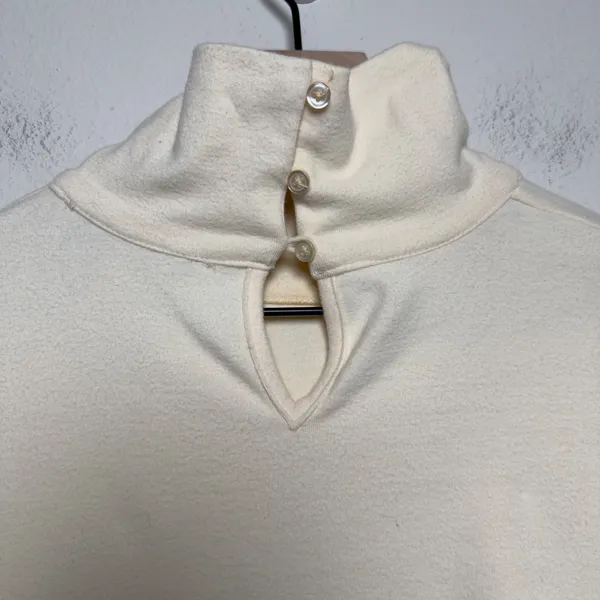BURU Women Cotton Turtleneck Top Medium‎ Cream Keyhole Back Long Sleeve Nursing - Image 6