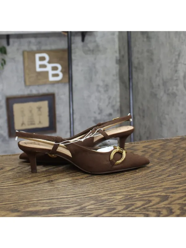 NWT A New Day Womens Tabitha Oversized Chain Sling Back Heels 94305245 Brown 7M - Image 7