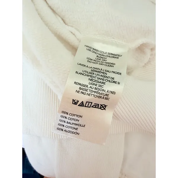 Maeve Anthropologie White Embellished Jeweled Neckline Cotton Sweatshirt Large - Image 5