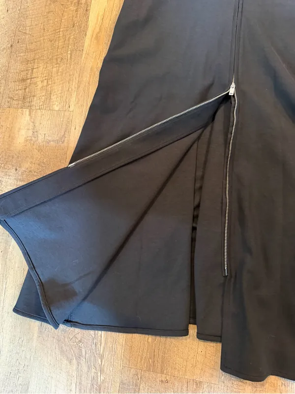 COS Black Zip-Front V-Neck Midi Dress Small - Image 4