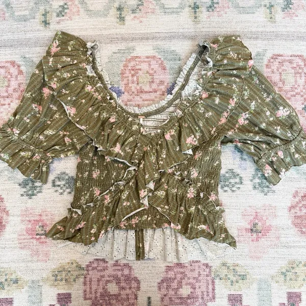 Free People Milkmaid Peasant Top Medium‎ Cottagecore Woodland Fairy Boho Forest - Image 4