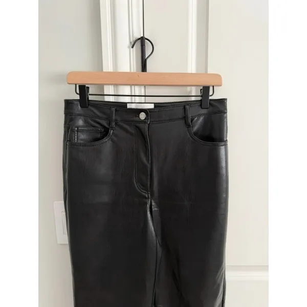 Aritzia Wilfred The Melina Pant Black Vegan Leather Size 6 Tall - Image 3