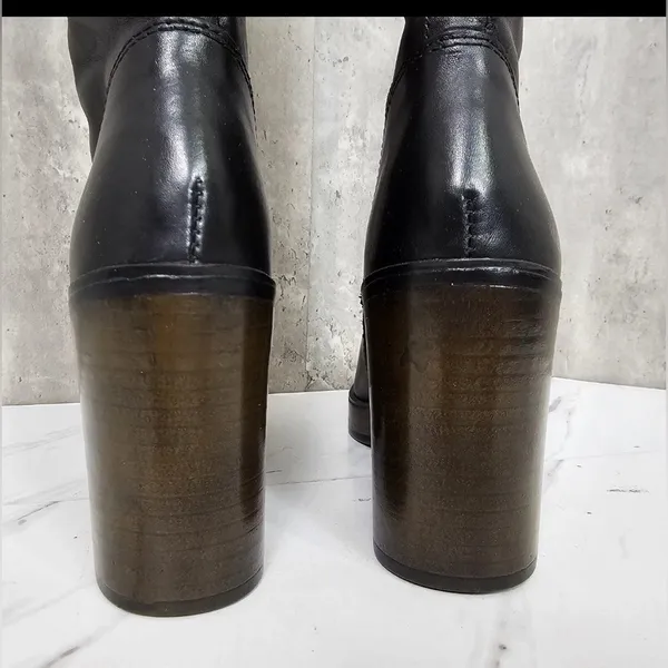 Steve Madden Size 6 Nitefall Black Leather Heeled Lace-Up Knee High Combat Boots - Image 4