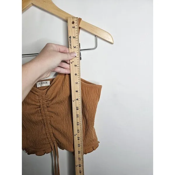 Storia Rust Color‎ Ruffle Hem Adjustable Sleeveless Crop Top Size Large Boho - Image 3
