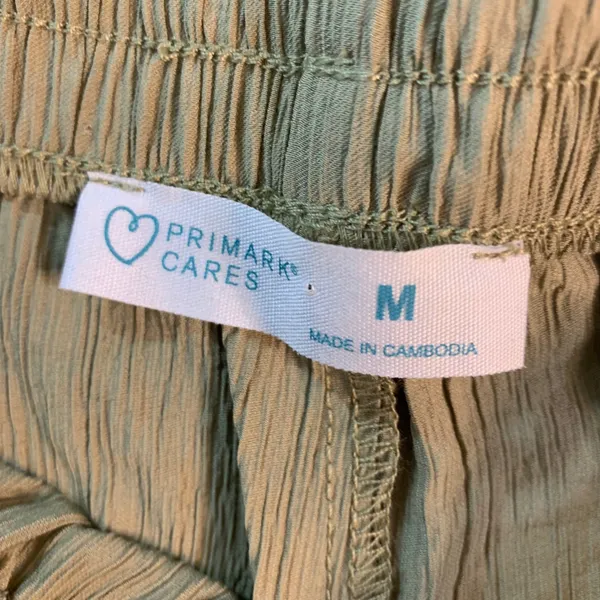 Primark Cares Womens Sage Green Wide Leg Crinkle Textured Drawstring Pants M‎ - Image 3