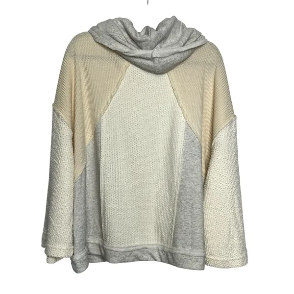 POL Cowl Neck Pullover Cream Gray Oversized Bling Size Small - Image 2