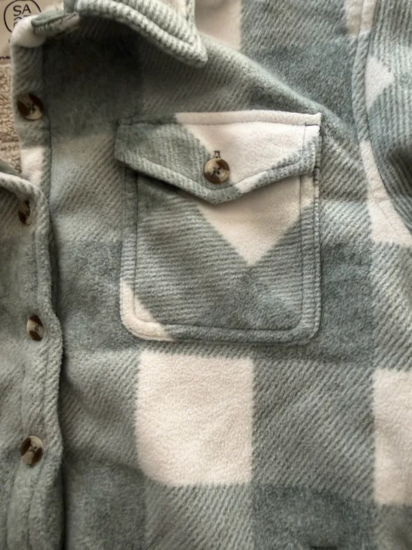 Sage Plaid Flannel Sherpa-Lined Jacket - Image 3