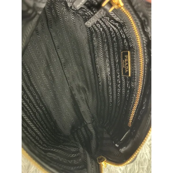 Prada black gold triangle nylon pouch toiletry cosmetic‎ case bag - Image 8